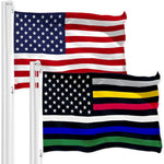 Load image into Gallery viewer, G128 Combo Pack: American USA Flag 3x5 Ft &amp; Thin Line Civil Services Flag 3x5 Ft, Both Printed 150D Polyester, Indoor/Outdoor, Brass Grommets