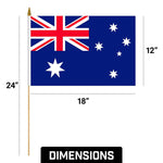 Load image into Gallery viewer, G128 12 Pack Handheld Australia Australian Stick Flags  12x18 In  Printed 150D Polyester, Country Flag, Solid Wooden Stick, Spear Gold Tip
