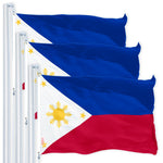 Load image into Gallery viewer, G128 3 Pack: Philippines (Philippine) Flag  3x5 feet  Printed 150D Indoor/Outdoor, Vibrant Colors, Brass Grommets, Quality Polyester, Much Thicker More Durable Than 100D 75D Polyester