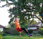 Load image into Gallery viewer, Swing seat Red for Kids and Adults with Length Control Hinge 220lb Load Ninja Slackline Ready Triangle carabiners Included Playground Swing Set Accessories Replacement