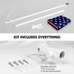 Load image into Gallery viewer, G128 Combo Pack: 6 Ft Tangle Free Aluminum Spinning Flagpole (White) &amp; American USA TeaStained Flag 3x5 Ft, LiteWeave Pro Series Printed 300D Polyester  Pole with Flag Included