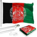Load image into Gallery viewer, G128 Combo Pack: Flag Pole 6 FT Silver Tangle Free &amp; Afghanistan Afghan Flag 3x5 FT Printed 150D Polyester