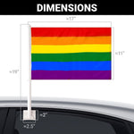 Load image into Gallery viewer, G128 2 Pack: LGBT Rainbow Pride Car Flag  11x17 In  Double LiteWeave Pro Series Double Sided Printed 150D Polyester  Flagpole Included  Perfect for Festival Celebrations, Parades