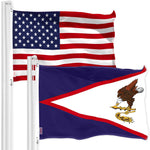 Load image into Gallery viewer, G128 Combo Pack: American USA Flag 3x5 Ft &amp; American Samoa Flag 3x5 Ft, Both Printed 150D Polyester, Indoor/Outdoor, Brass Grommets