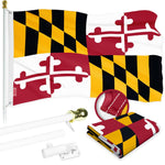 Load image into Gallery viewer, Combo Pack 5 Ft Tangle Free Aluminum Spinning Flagpole and Maryland MD State