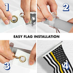 Load image into Gallery viewer, G128 Combo Pack: Flag Pole 6 FT Silver Tangle Free &amp; Thin Yellow Line Flag 3x5 FT Brass Grommets Printed Polyester (Flag Included) Aluminum Flag Pole