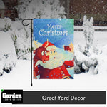 Load image into Gallery viewer, G128 Combo Pack: Garden Flag Stand Black 36x16 Inch &amp; Garden Flag Merry Christmas Santa with Reindeer Selfie 12x18 Inch