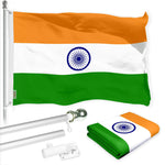 Load image into Gallery viewer, Flag Pole 6FT Silver Tangle Free &amp; India Indian Flag 3x5 Ft Combo Printed 150D Polyester By G128
