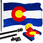 Load image into Gallery viewer, G128  6 Feet Tangle Free Spinning Flagpole (Black) Colorado Flag Brass Grommets Embroidered 3x5 ft (Flag Included) Aluminum Flag Pole