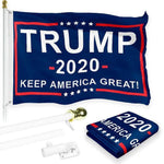 Load image into Gallery viewer, G128 Combo Pack: 6 Feet Tangle Free Spinning Flagpole (White) Trump Keep America Great Flag 3x5 ft Printed 150D Brass Grommets (Flag Included) Aluminum Flag Pole