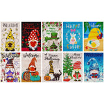 Load image into Gallery viewer, G128 Garden Flag Set Holiday Gnomes 12x18 10 pieces Blockout Fabric