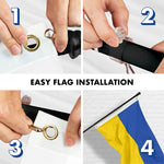 Load image into Gallery viewer, G128 Flag Pole 6FT Black Tangle Free &amp; Ukraine Ukrainian Flag 3x5 Ft Combo Printed 150D Polyester
