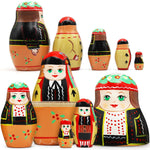 Load image into Gallery viewer, Polish Nesting Dolls Set 5 pcs Hand Painted Wooden Matryoshka Dolls in Polish