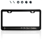 Load image into Gallery viewer, Matte Black License Plate Frame Funny for Anime Fans   See You Space Cowboy Anime License Plate Frame Design (12.2 x 6.3 Inches) Easy to Install Stainless Steel Holder for US &amp; Canada