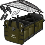 Load image into Gallery viewer, Trunk Organizer with Covering Net Attachable Non Slip Pads and Stainless Hooks Military Green