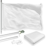 Load image into Gallery viewer, G128 Combo Pack: 5 Ft Tangle Free Aluminum Spinning Flagpole (Silver) &amp; Solid White Color Flag 2.5x4 Ft, LiteWeave Pro Series Printed 150D Polyester  Pole with Flag Included