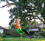 Load image into Gallery viewer, Swing seat Green for Kids and Adults with Length Control Hinge 220lb 100kg Load Ninja Slackline Ready Triangle carabiners Included Playground Swing Set Accessories Replacement