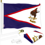 Load image into Gallery viewer, G128 Combo Pack: 6 Ft Tangle Free Spinning Flagpole (White) &amp; American Samoa Flag 3x5 Ft Printed 150D Polyester, Brass Grommets (Flag Included) Aluminum Flag Pole