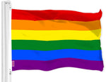 Load image into Gallery viewer, G128 LGBT Rainbow Pride Flag  3x5 Ft  LiteWeave Pro Series Printed 150D Polyester  Indoor/Outdoor, Vibrant Colors, Brass Grommets, Thicker and More Durable Than 100D 75D Polyester