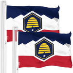 Load image into Gallery viewer, G128 2 Pack: Utah 2023 New Version UT State Flag  3x5 Ft  LiteWeave Pro Series Printed 150D Polyester  Indoor/Outdoor, Vibrant Colors, Brass Grommets, Thicker and More Durable Than 100D 75D Poly