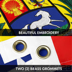Load image into Gallery viewer, G128 Combo Pack: American USA Flag ToughWeave Series 3x5 Ft Single Sided &amp; Venezuela 7 Stars Venezuelan Flag Double Sided 3x5 Ft Double ToughWeave Series  Both Embroidered Polyester, Brass Grommets