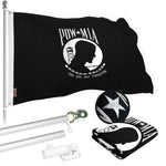 Load image into Gallery viewer, G128 Flag Pole 6 FT Silver Tangle Free &amp; POW MIA Flag Emb 3x5 FT Combo Embroidered Spun Polyester