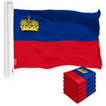 Load image into Gallery viewer, G128 5 Pack: Liechtenstein Liechtensteiner Flag  3x5 Ft  LiteWeave Pro Series Printed 150D Poly  Country Flag, Indoor/Outdoor, Vibrant Colors, Brass Grommets, Thicker and More Durable Than 100D 75D