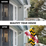 Load image into Gallery viewer, G128 Combo Pack: 6 Ft Tangle Free Aluminum Spinning Flagpole (White) &amp; Maryland MD State Flag 3x5 Ft, ToughWeave Series Embroidered 300D Polyester  Pole with Flag Included