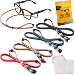Load image into Gallery viewer, Eyeglasses Holder Strap Cord Premium Eco Leather 4 Pcs AntiSlip Clip Loop
