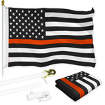 Load image into Gallery viewer, G128 Combo Pack: Flag Pole 6 FT White Tangle Free &amp; Thin Orange Line Flag 3x5 FT Brass Grommets Printed Polyester (Flag Included) Aluminum Flag Pole
