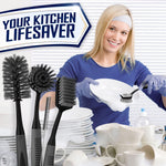 Load image into Gallery viewer, Dish Brush Set of 4 with Bottle Water Brush Dish Scrub Brush Straw Brush Black