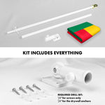 Load image into Gallery viewer, G128 Combo Pack: 6 Ft Tangle Free Aluminum Spinning Flagpole (White) &amp; Benin Beninese Flag 3x5 Ft, LiteWeave Pro Series Printed 150D Polyester  Pole with Flag Included