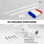 Load image into Gallery viewer, G128 Combo Pack: 6 Feet Tangle Free Spinning Flagpole (White) Netherlands Dutch Flag 3x5 ft Printed 150D Brass Grommets (Flag Included) Aluminum Flag Pole