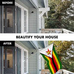 Load image into Gallery viewer, G128 Combo Pack: 6 Ft Tangle Free Aluminum Spinning Flagpole (Silver) &amp; Zimbabwe Zimbabwean Flag 3x5 Ft, LiteWeave Pro Series Printed 150D Polyester  Pole with Flag Included