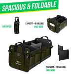 Load image into Gallery viewer, Trunk Organizer with Covering Net Attachable Non Slip Pads and Stainless Hooks Military Green