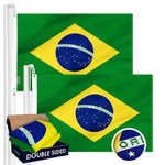 Load image into Gallery viewer, Brazil Brazilian Flag 3x5 Ft 2Pack Doublesided Embroidered Polyester By G128