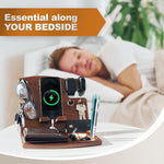 Load image into Gallery viewer, Wood Phone Docking Station Ash Key Holder Wallet Watch Stand Gadgets Organizer
