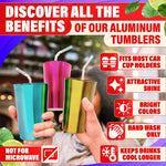 Load image into Gallery viewer, 6 Pcs Aluminum Tumblers 15 oz   Lightweight Durable and Reusable Metal Cups  Vibrant Festive Colors for Hot and Cold Beverages  Sturdy Anodized Design for Parties and Outdoor Use  Hand Wash Only