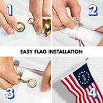Load image into Gallery viewer, G128 Combo Pack: 6 Ft Tangle Free Aluminum Spinning Flagpole (White) &amp; Betsy Ross 1776 Flag 3x5 Ft, LiteWeave Pro Series Printed 150D Polyester  Pole with Flag Included