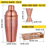 Load image into Gallery viewer, Bartender Kit with Bamboo Stand Bar Set with Cocktail Shaker Bartending Kit with Essential Bar Accessory Tools 13 pcs Pink Gold