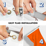Load image into Gallery viewer, G128 Combo Pack: 5 Ft Tangle Free Aluminum Spinning Flagpole (Silver) &amp; Solid Orange Color Flag 2.5x4 Ft, LiteWeave Pro Series Printed 150D Polyester  Pole with Flag Included