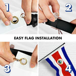 Load image into Gallery viewer, G128 Combo Pack: 6 Ft Tangle Free Aluminum Spinning Flagpole (Black) &amp; Costa Rica Costa Rican Flag 3x5 Ft, ToughWeave Series Embroidered 300D Polyester  Pole with Flag Included