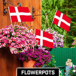 Load image into Gallery viewer, G128 50 Pack Handheld Denmark Danish Stick Flags  12x18 In  Printed 150D Polyester, Country Flag, Solid Wooden Stick, Spear Gold Tip