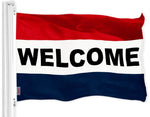Load image into Gallery viewer, G128 Welcome Sign Business Flag  3x5 feet  Printed 150D, Indoor/Outdoor, Vibrant Colors, Brass Grommets, Quality Polyester, Much Thicker More Durable Than 100D 75D Polyester
