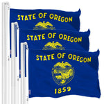 Load image into Gallery viewer, G128 3 Pack: Oregon OR State Flag  3x5 Ft  Double LiteWeave Pro Series Double Sided Printed 150D Polyester  Vibrant Colors, Brass Grommets, Thicker and More Durable Than 100D 75D Polyester, 2ply