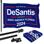Load image into Gallery viewer, G128 Combo Pack: 6 Ft Tangle Free Aluminum Spinning Flagpole (Black) &amp; DeSantis Election Make America Florida Flag 3x5 Ft, LiteWeave Pro Series Printed 150D Polyester  Pole with Flag Included