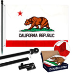 Load image into Gallery viewer, G128  6 Feet Tangle Free Spinning Flagpole (Black) California Double Sided Brass Grommets Embroidered 3x5 ft (Flag Included) Aluminum Flag Pole