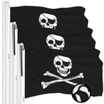 Load image into Gallery viewer, G128 3 Pack: Pirate Jolly Roger Bones Flag  2x3 Ft  ToughWeave Series Embroidered 300D Polyester  Novelty Flag, Embroidered Design, Indoor/Outdoor, Brass Grommets