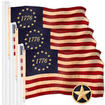 Load image into Gallery viewer, G128 3 Pack: Betsy Ross 1776 TeaStained Flag  3x5 Ft  ToughWeave Pro Series Embroidered 420D Polyester  Historical Flag, Embroidered Design, Indoor/Outdoor, Brass Grommets, High Quality