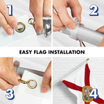 Load image into Gallery viewer, G128 Combo Pack: 5 Ft Tangle Free Aluminum Spinning Flagpole (Silver) &amp; Florida FL State Flag 2x3 Ft, ToughWeave Series Embroidered 210D Polyester  Pole with Flag Included
